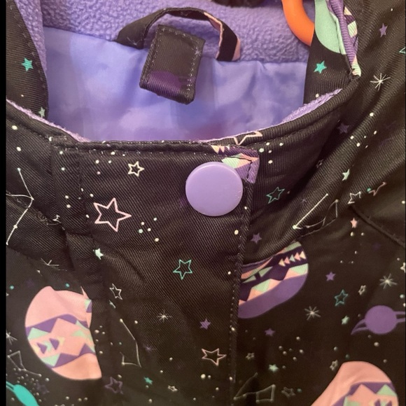EUC Outer Space Hooded Fleece Lined Water Proof Puffer Snow Jacket Girl’s 4T - Picture 4 of 15